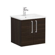 Vitra Root 66349 Lavabo Dolabı, Kapaklı, 60 cm, Ceviz, Yuvarlak Lavabolu